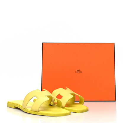 Hermes Epsom Oran Sandals 38.5 Jaune Pollen 9 of 9
