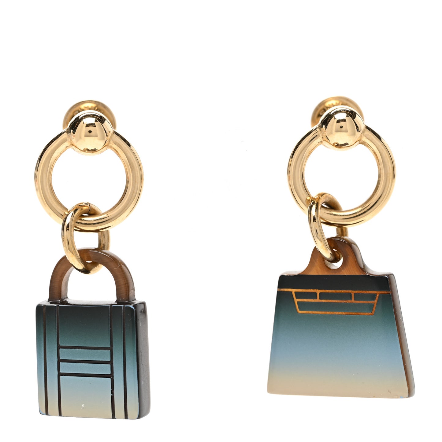 Permabrass Gold Plated Buffalo Horn Fusion Amulette Maroquinier Earrings By The Sea