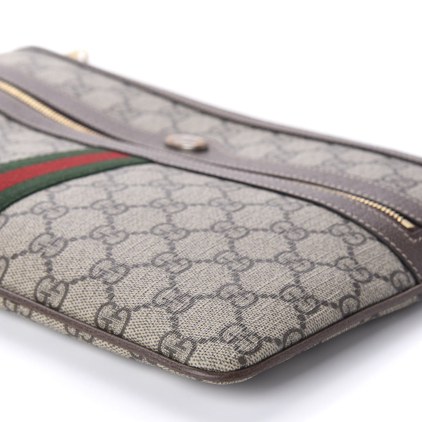 GG Supreme Monogram Large Ophidia Pouch Clutch Brown
