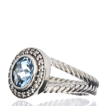 David Yurman Sterling Silver Diamond Blue Topaz 8mm Petite Cerise Ring 52 6 3 of 5
