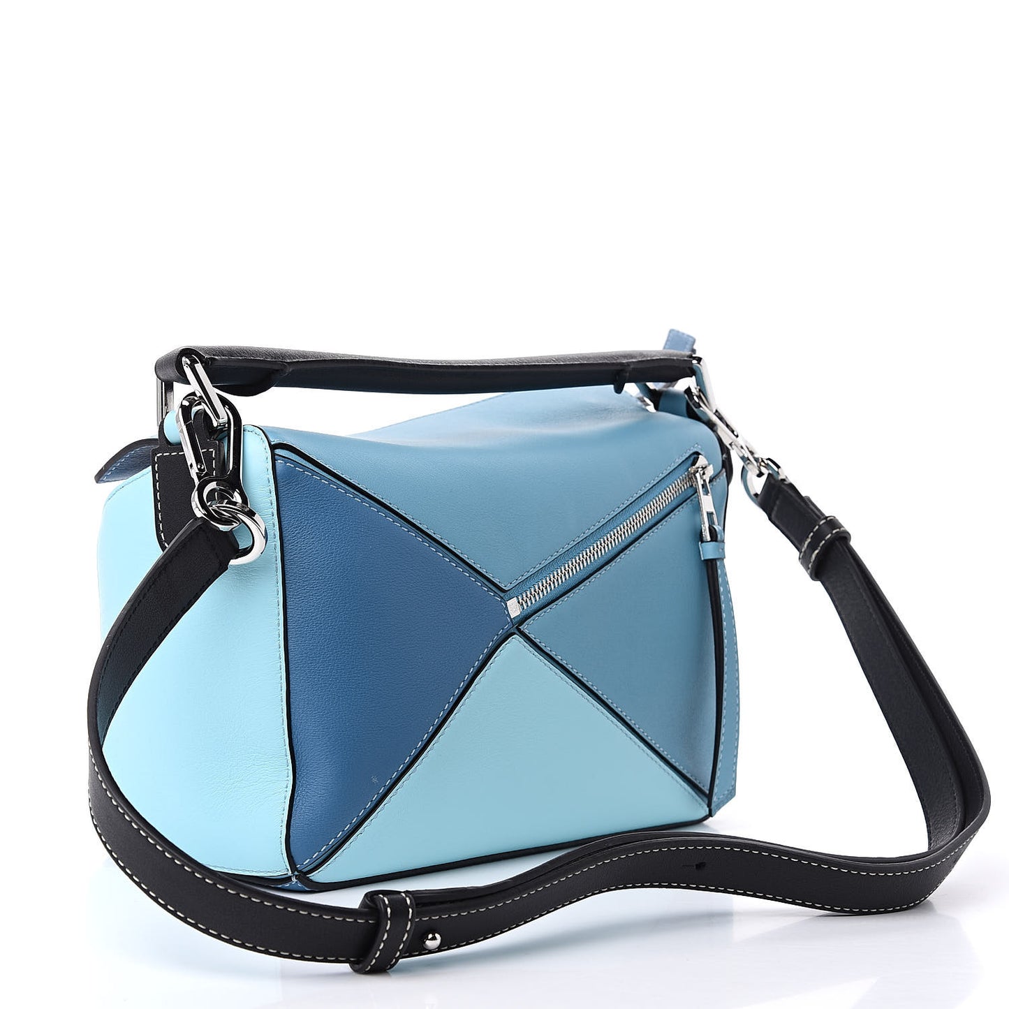 Calfskin Small Puzzle Bag Light Blue Aqua