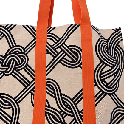 Hermes Cotton Canvas Noeuds Marins Beach Bag 7 of 9