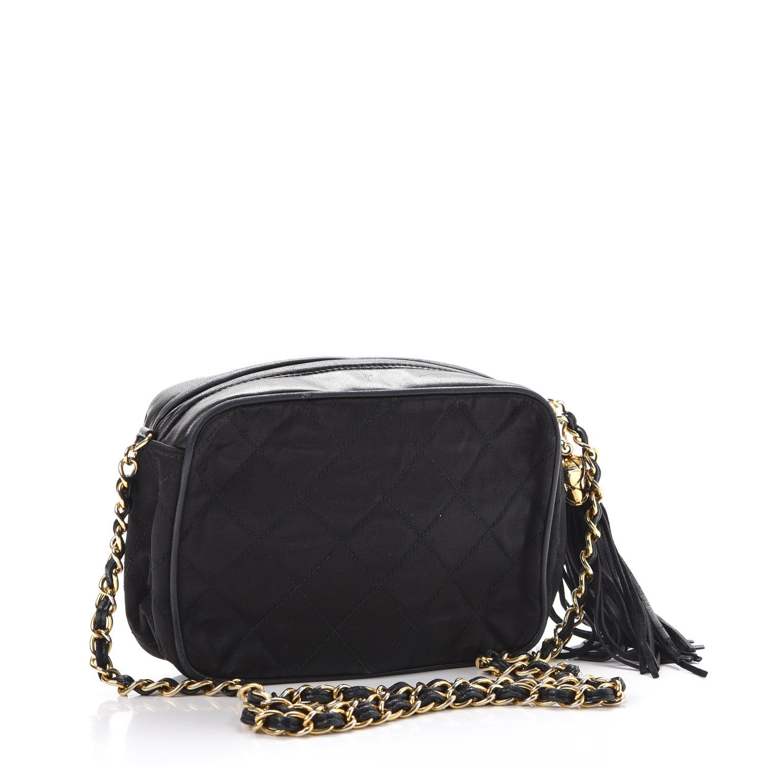 Chanel Satin Quilted Tassel Camera Case Black 3 of 18