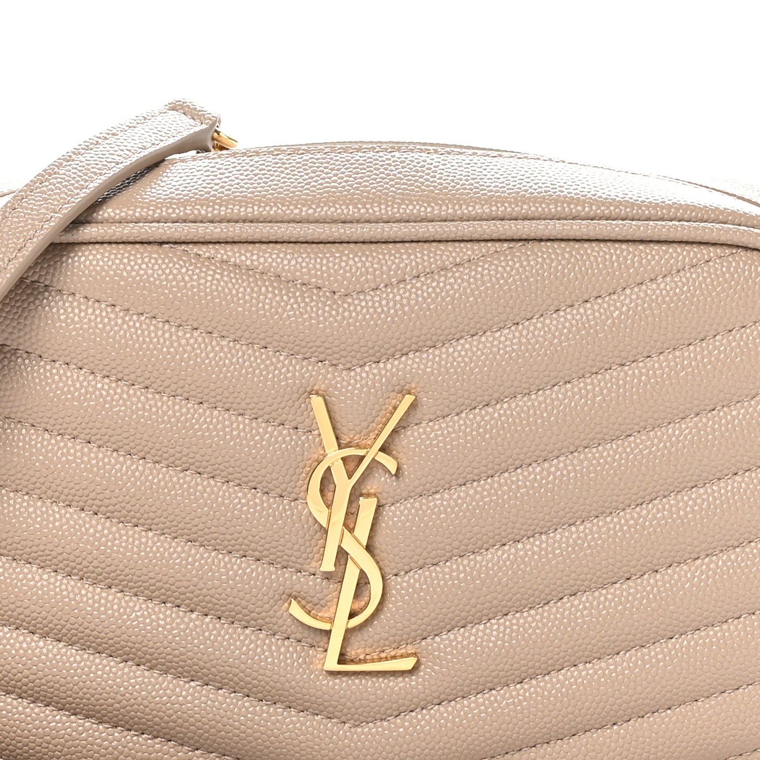 Saint Laurent Grain De Poudre Matelasse Monogram Mini Lou Camera Bag Dark Beige 8 of 10