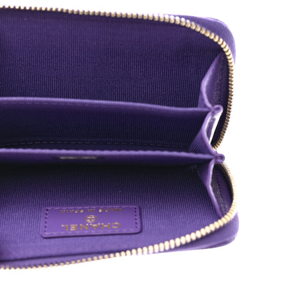 Chanel Caviar Quilted Zip Around Coin Purse Wallet Purple 5 of 8