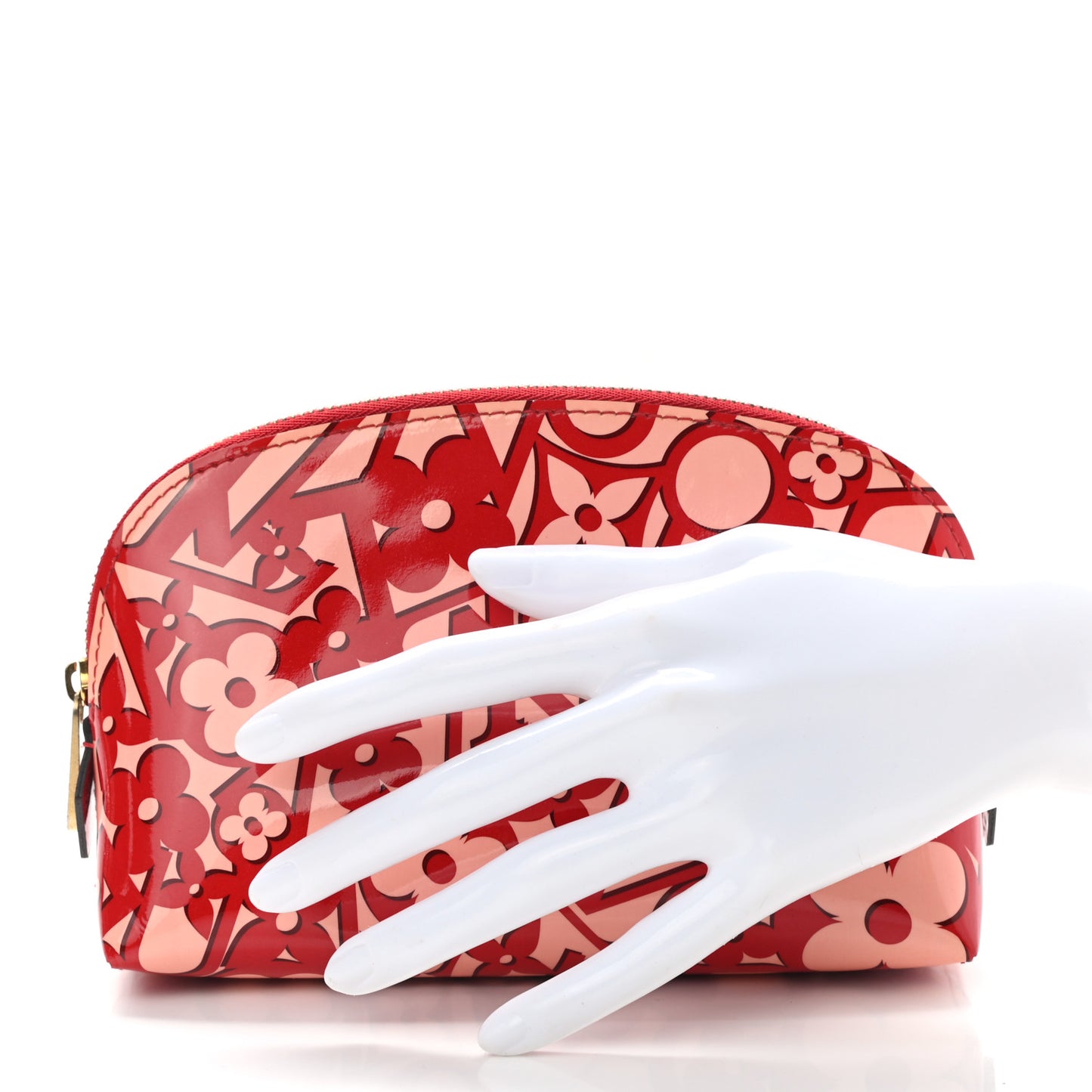 Patent Sweet Monogram Cosmetic Pouch Pomme D’Amour