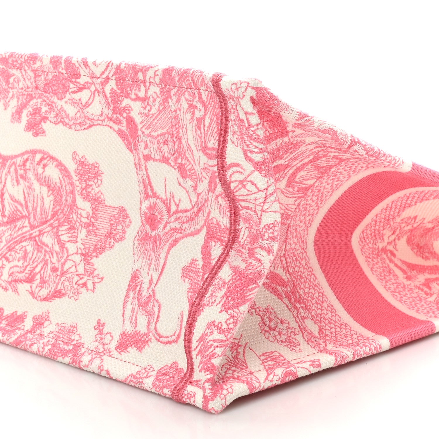 Christian Dior Canvas Embroidered Medium Dioriviera Toile De Jouy Book Tote Peony Pink 10 of 10