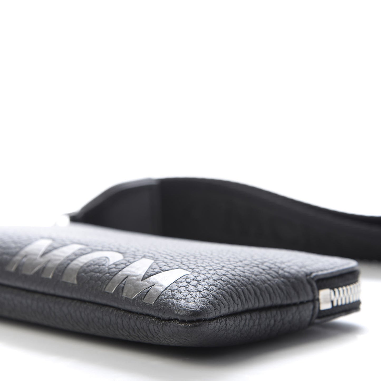 Calfskin Wristlet Logo Pouch Black