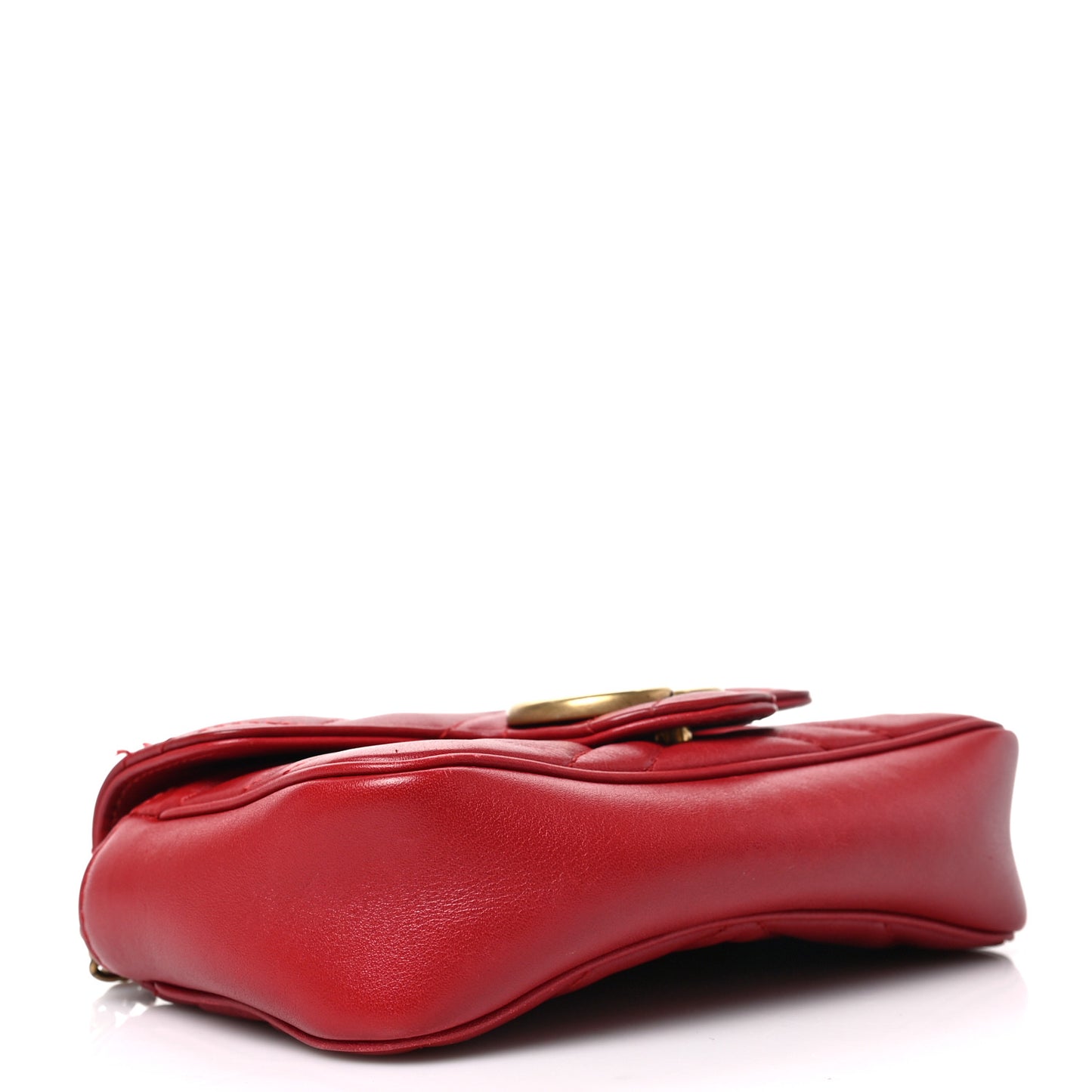 Calfskin Matelasse Super Mini GG Marmont Shoulder Bag Hibiscus Red