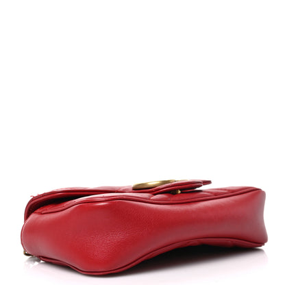 Gucci Calfskin Matelasse Super Mini GG Marmont Shoulder Bag Hibiscus Red 7 of 19