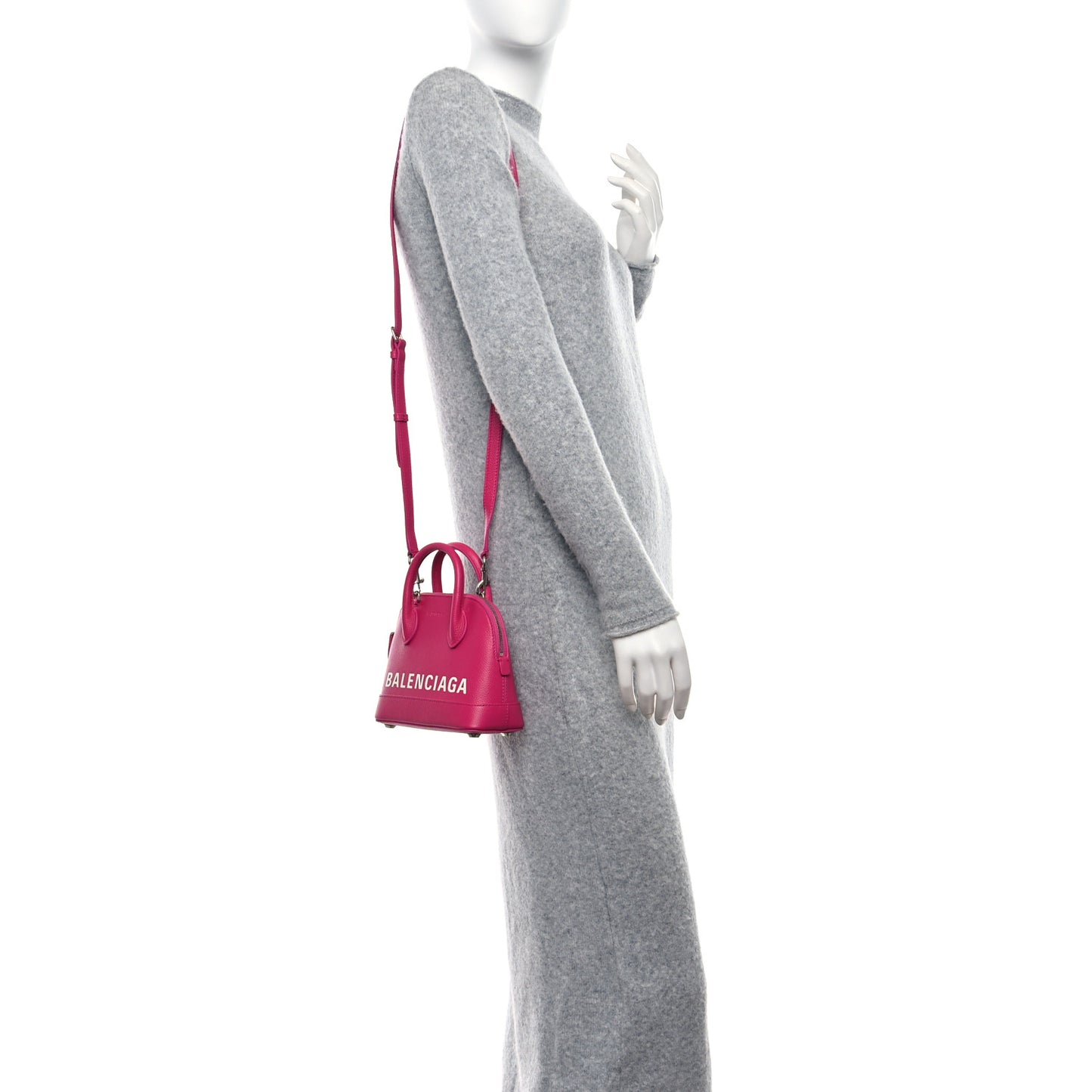 Grained Calfskin Logo XXS Ville Top Handle Bag Violet White