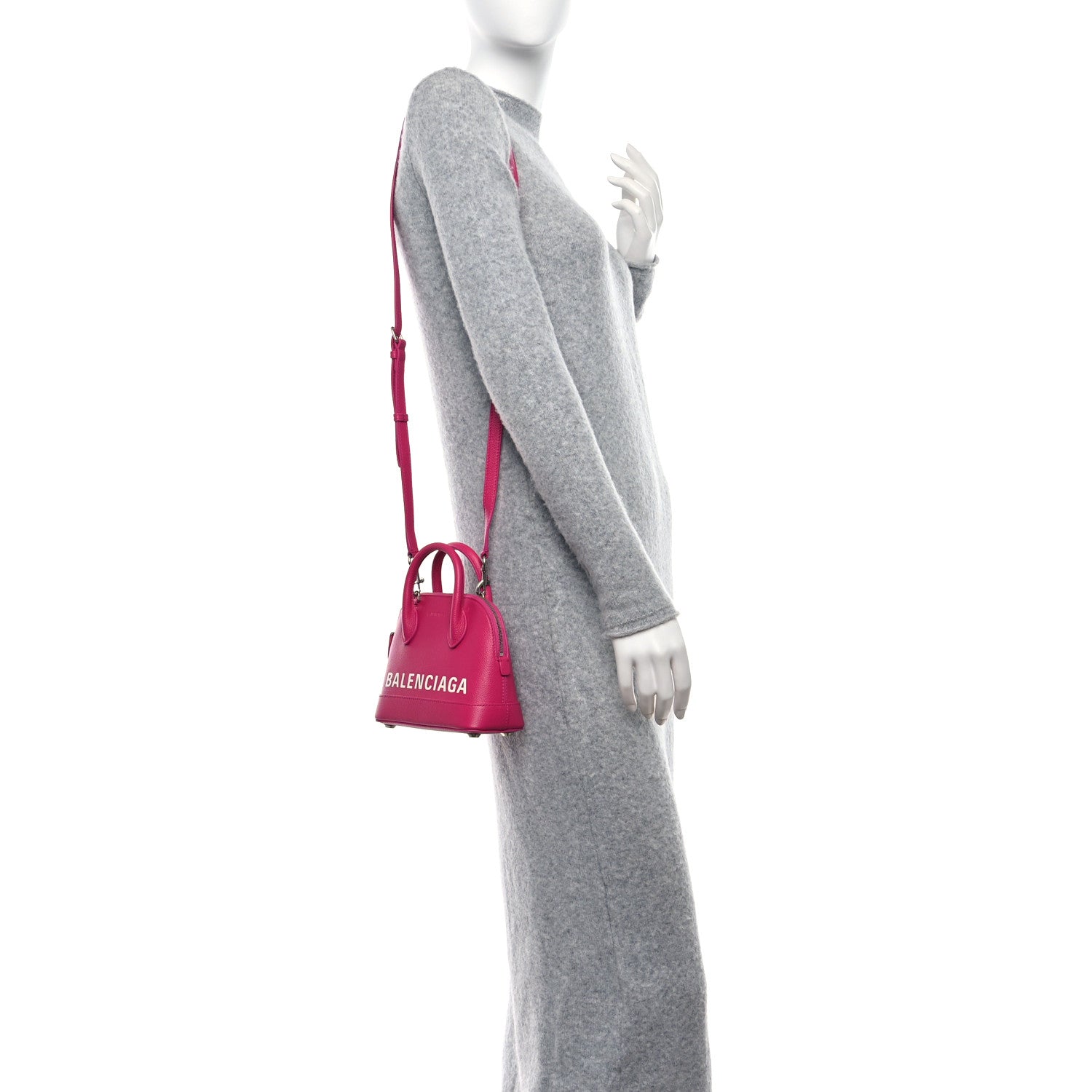 Balenciaga Grained Calfskin Logo XXS Ville Top Handle Bag Violet White 2 of 9