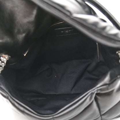 Saint Laurent Lambskin Quilted Medium Loulou Puffer Monogram Chain Satchel Black 5 of 9