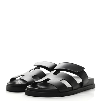 Hermes Calfskin Womens Chypre Sandals 39 Black 3 of 9