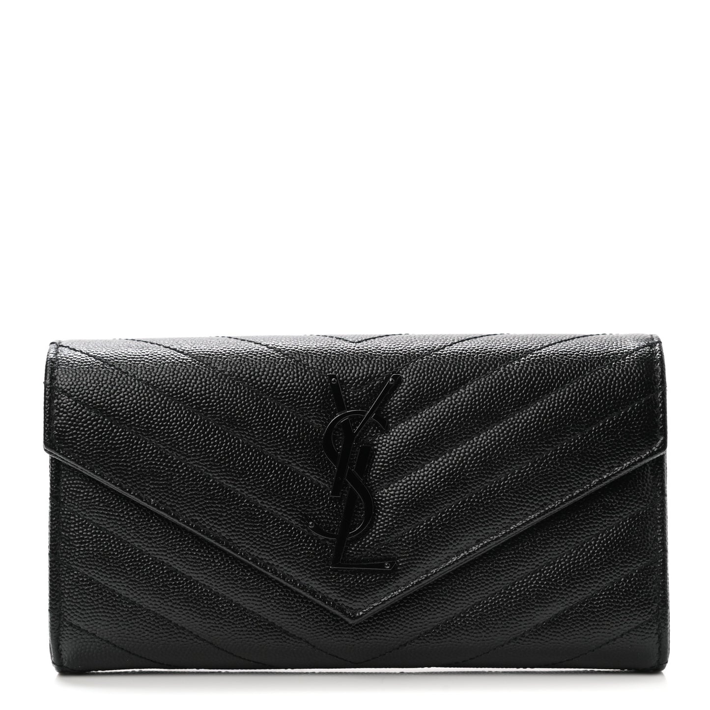 Grain De Poudre Matelasse Chevron Monogram Flap Wallet Black