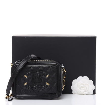 Chanel Caviar Quilted CC Filigree Vanity Clutch With Chain Black 11 of 11