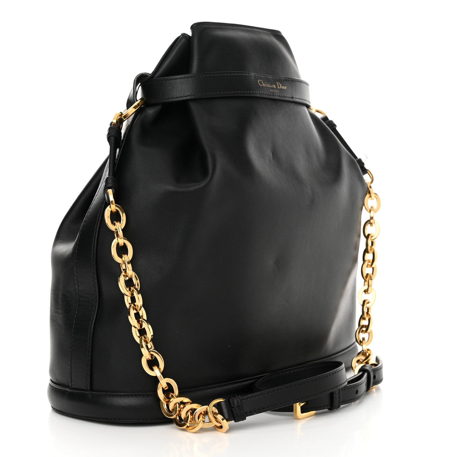Christian Dior Calfskin CD Embossed Large C'est Chain Bucket Bag Black 3 of 14