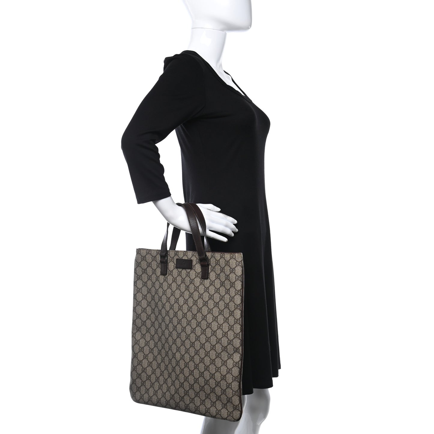 GG Plus Monogram Flat Vertical Tote Brown