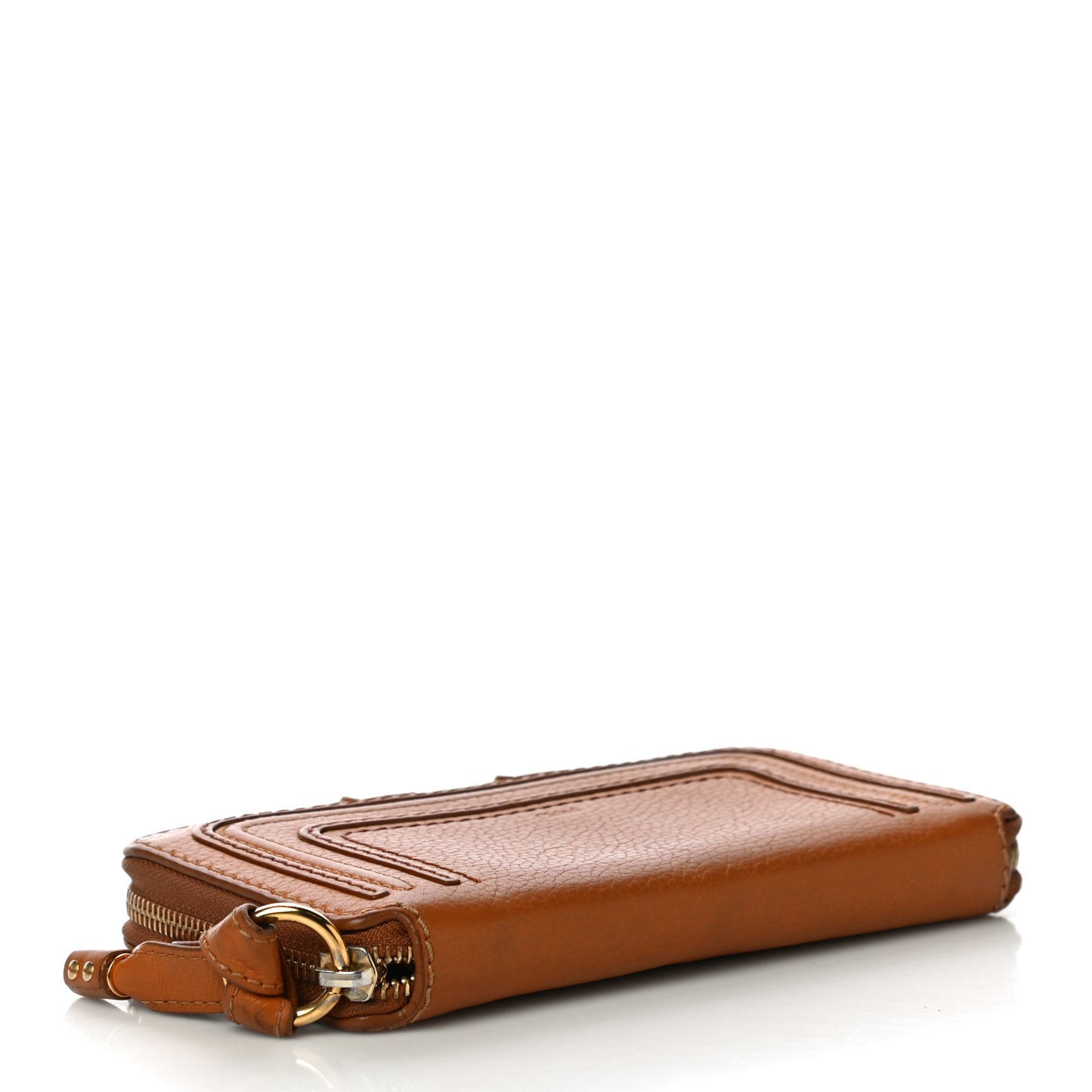 Grained Calfskin Marcie Long Zip Around Wallet Tan