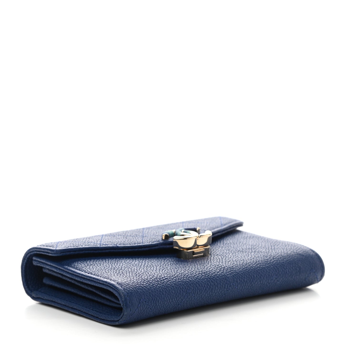 Caviar Quilted Medium CC Box Flap Wallet Blue
