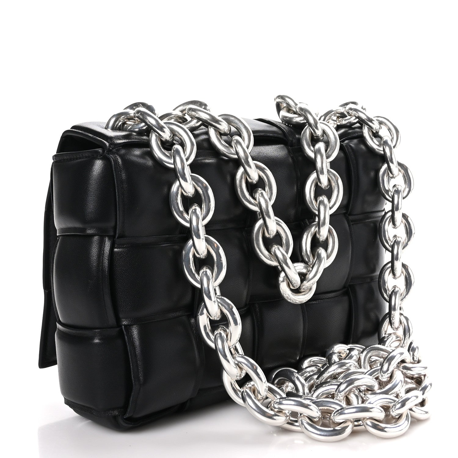 Bottega Veneta Lambskin Maxi Intreccio Padded Chain Cassette Crossbody Bag Black 3 of 9