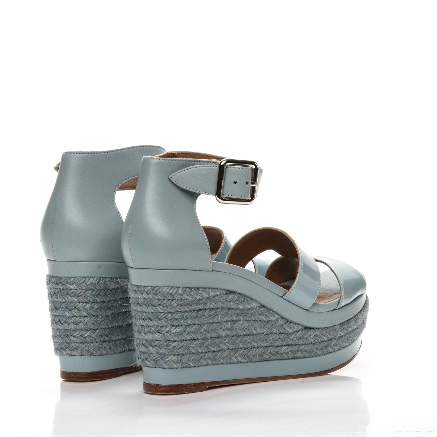 Patent Calfskin Ilana Espadrille Wedge Sandals 37 Ciel