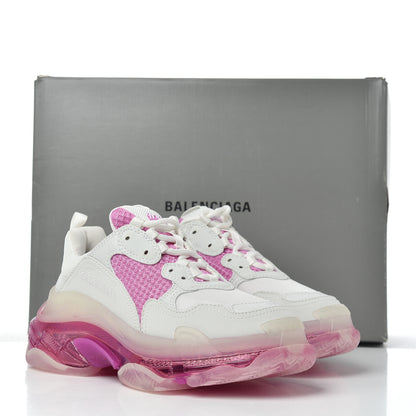 Balenciaga Fabric Mesh Clear Sole Womens Triple S Sneakers 38 White Pink 8 of 8
