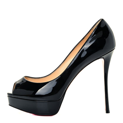 Christian Louboutin Patent Fetish Peep 130 Pumps 39.5 Black 1 of 9