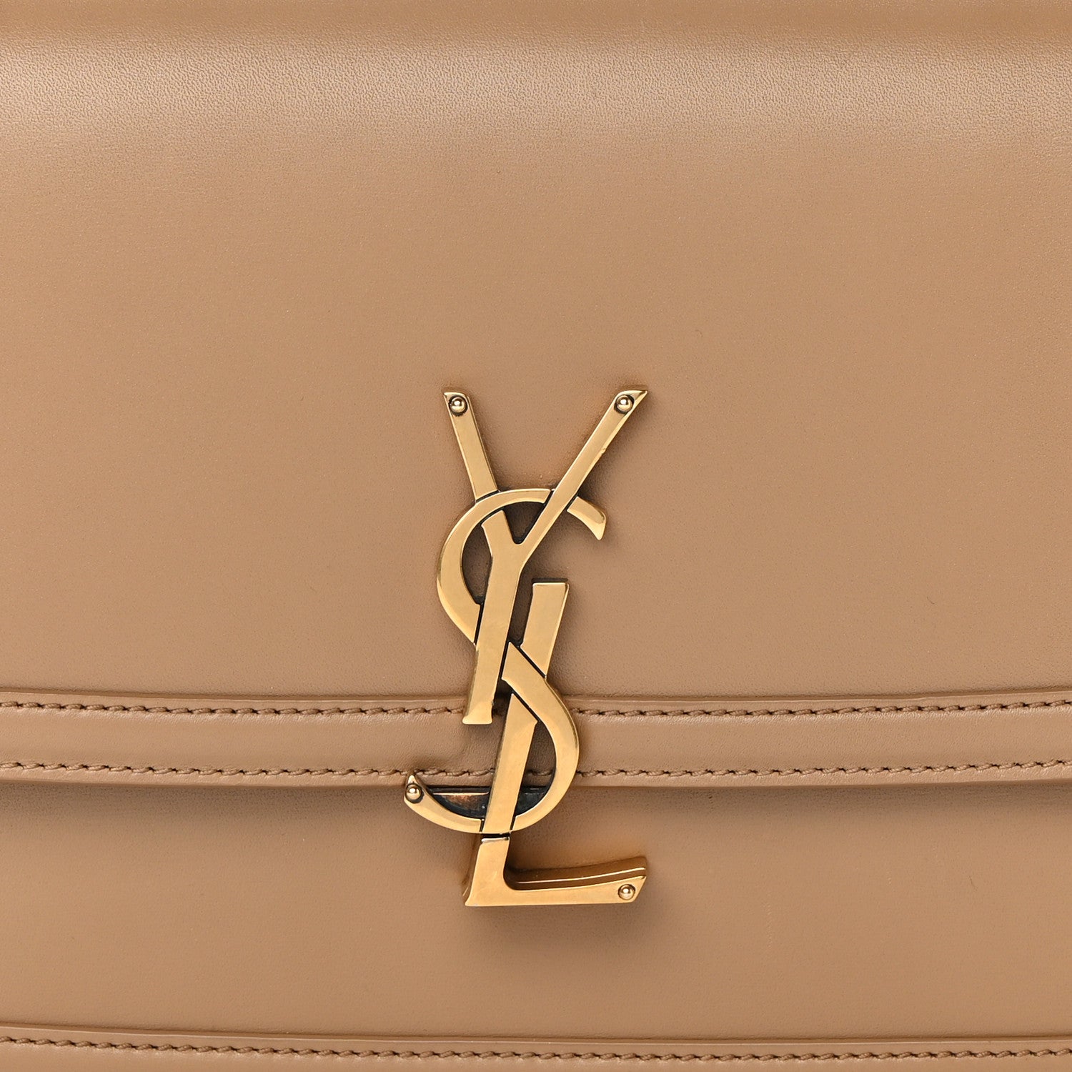 Saint Laurent Box Calfskin Monogram Medium Solferino Satchel Natural Tan 7 of 13
