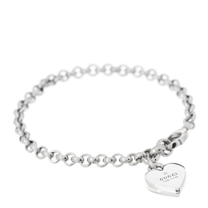 Gucci Sterling Silver Trademark Heart Charm Bracelet 1 of 4