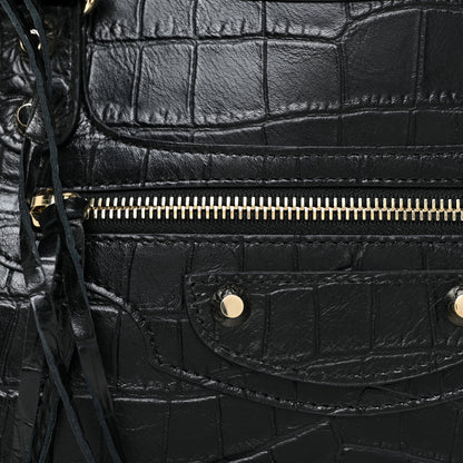 Balenciaga Calfskin Crocodile Embossed Classic Hardware City Black 15 of 24