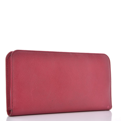 Prada Saffiano Metal Double Snap Travel Wallet Ibisco 3 of 10