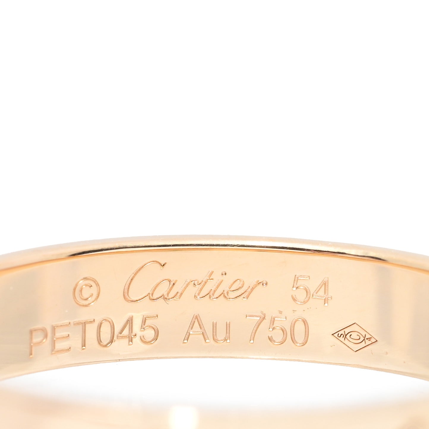 18K Yellow Gold 3.5mm LOVE Wedding Band Ring 54 6.75