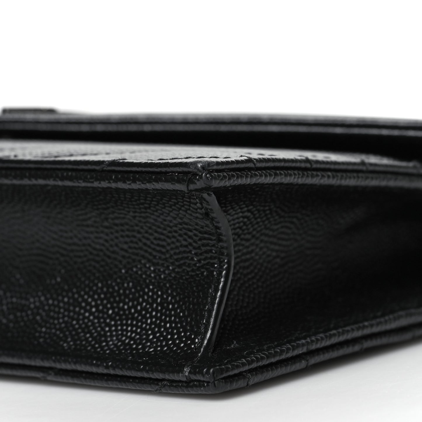 Grain De Poudre Matelasse Chevron Monogram Envelope Chain Wallet Black
