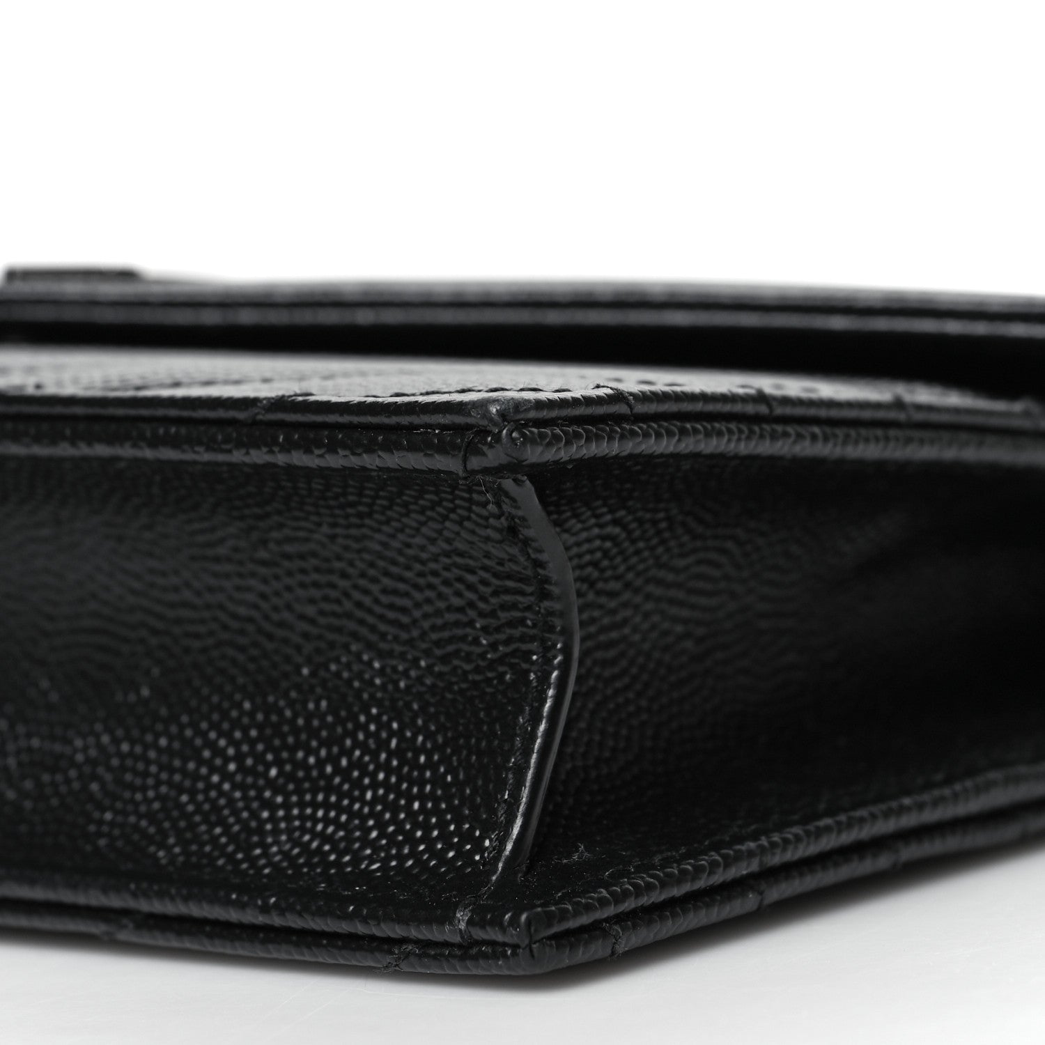 Saint Laurent Grain De Poudre Matelasse Chevron Monogram Envelope Chain Wallet Black 11 of 13