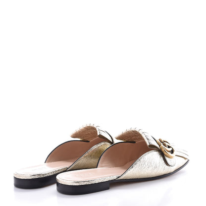 Gucci Galassia Womens GG Marmont Fringe Slippers 39 Platino 4 of 8