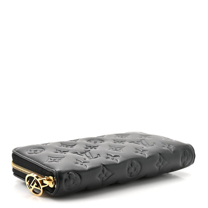 Louis Vuitton Lambskin Embossed Monogram Coussin Zippy Wallet Black 4 of 9