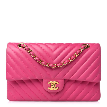 Chanel Lambskin Chevron Quilted Medium Double Flap Pink 1 of 22