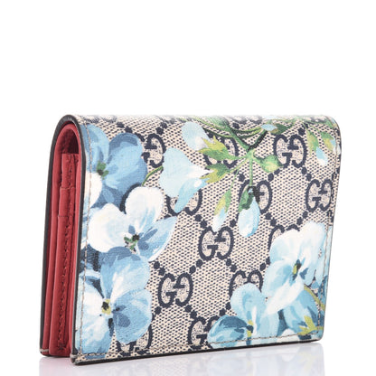 Gucci GG Supreme Monogram Blooms Card Case Beige Blue Navy Hibiscus Red 3 of 8