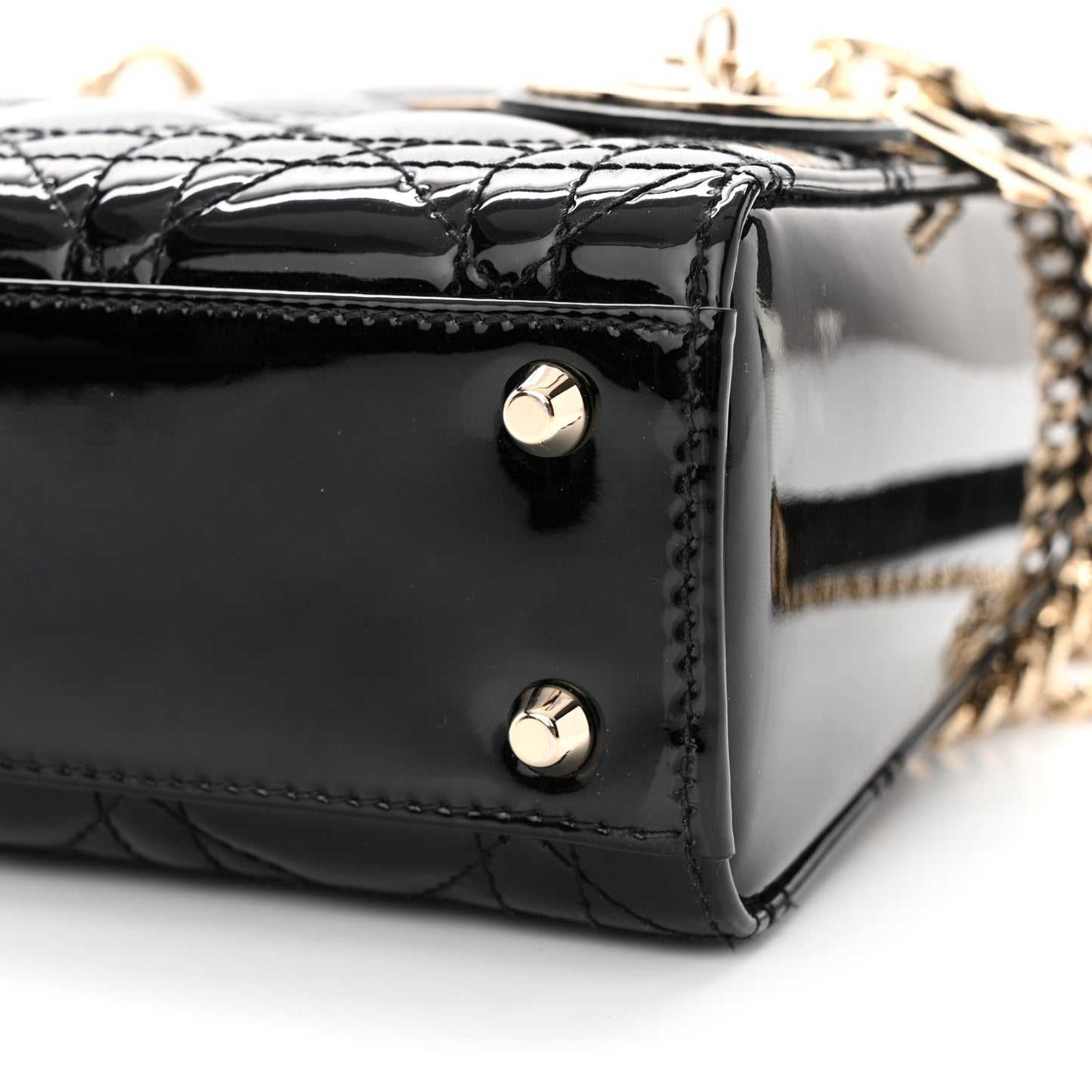 Patent Cannage Mini Lady Dior Black