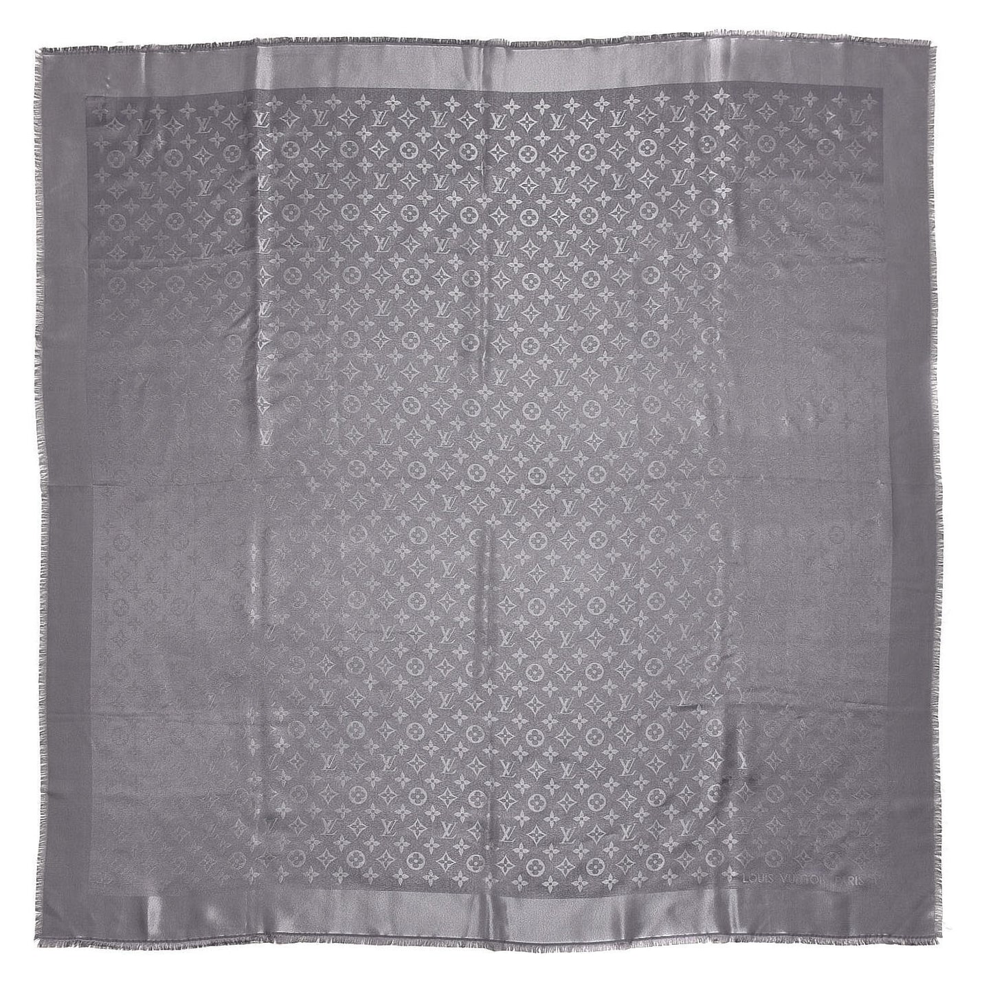 Silk Lurex Wool Monogram Shine Shawl Charcoal Grey