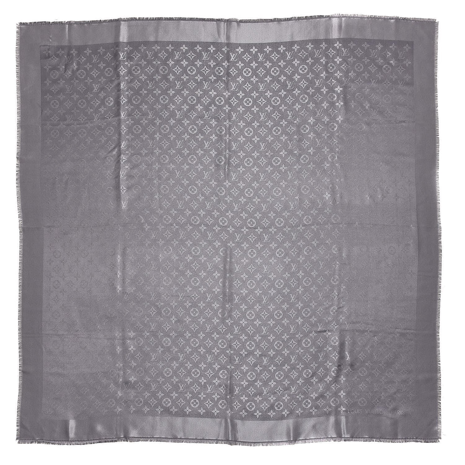 Louis Vuitton Silk Lurex Wool Monogram Shine Shawl Charcoal Grey 1 of 4