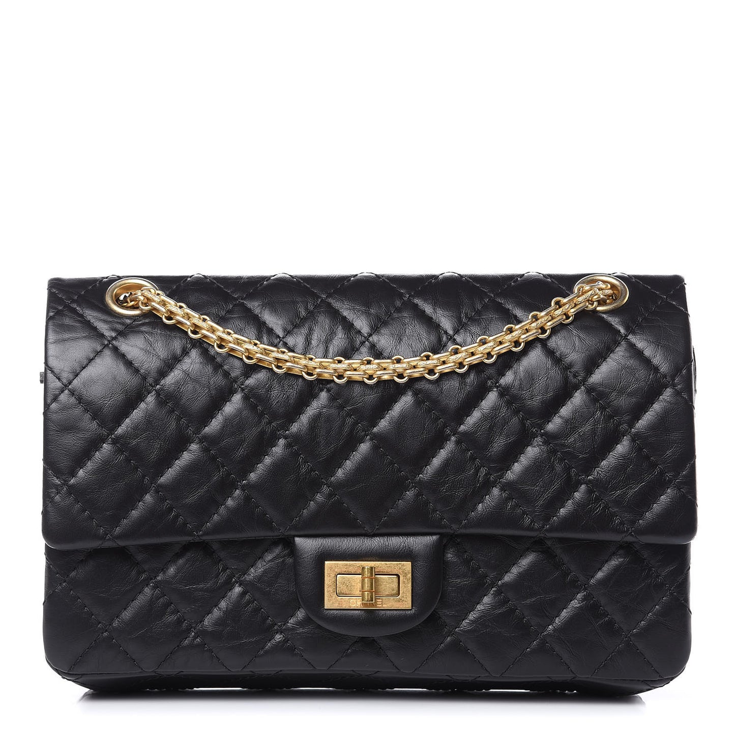 Aged Calfskin Quilted 2.55 Reissue 225 Flap Black