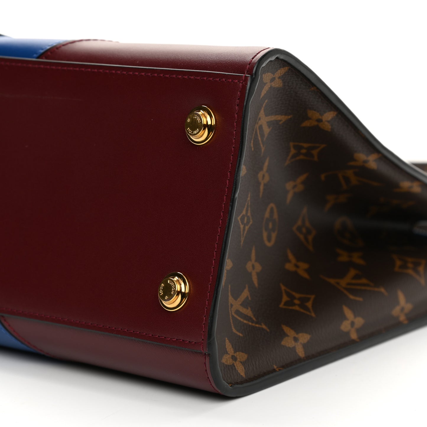 Calfskin Monogram City Steamer MM Blue Burgundy White