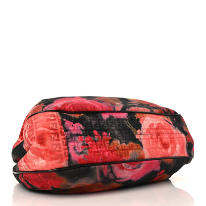 Fendi Zucchino Vitello Floral Forever Shoulder Bag Black Multicolor 3 of 9
