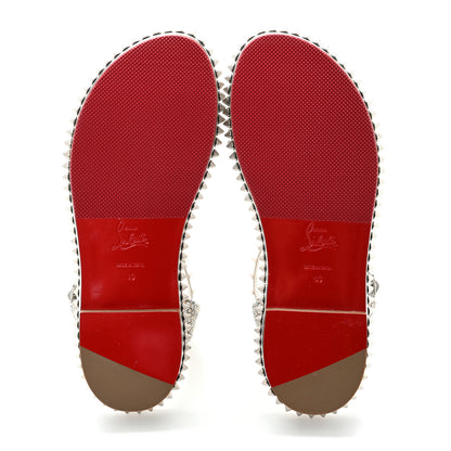 Christian Louboutin Metallic Cordorella Spiked Flat Sandals 40 Silver 7 of 9