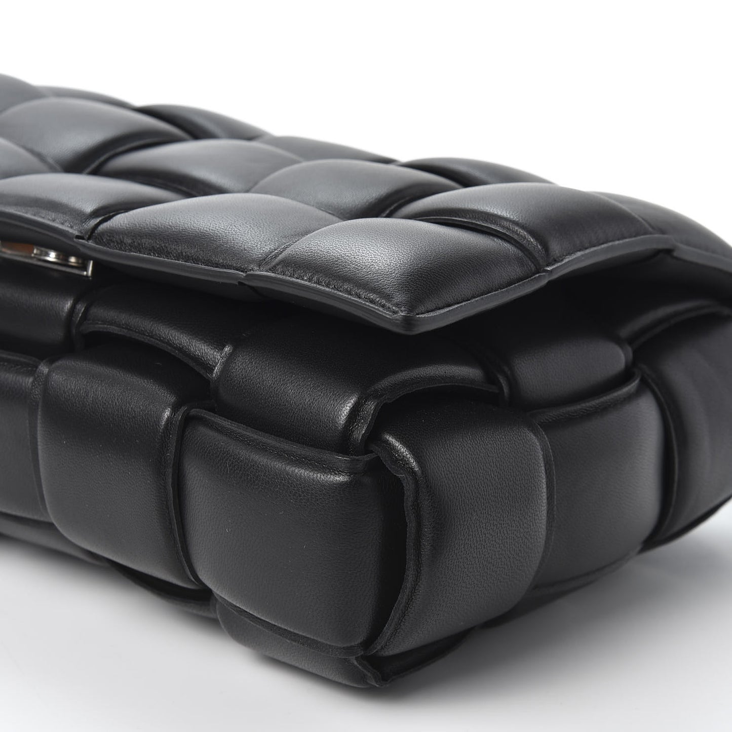 Nappa Maxi Intreccio Padded Cassette Crossbody Bag Black