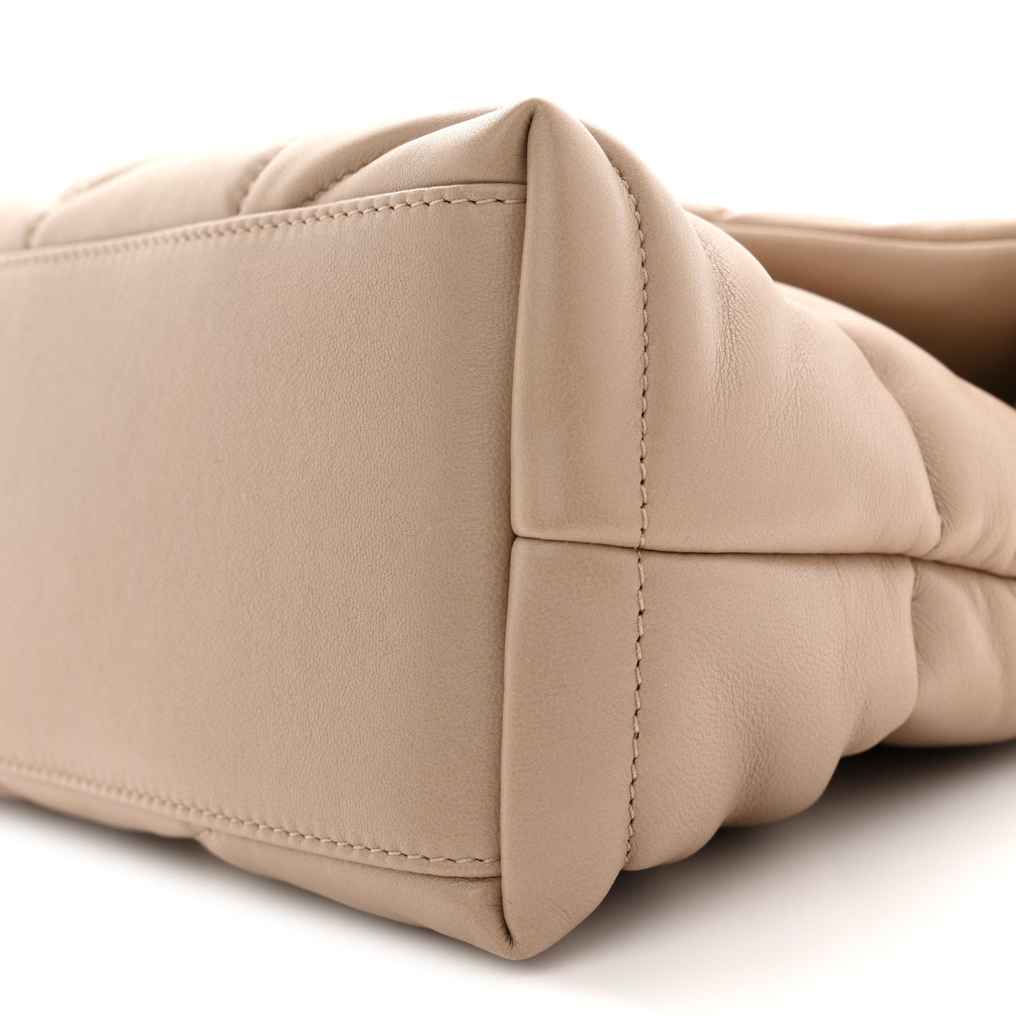 Lambskin Quilted Small Loulou Puffer Monogram Chain Satchel Dark Beige