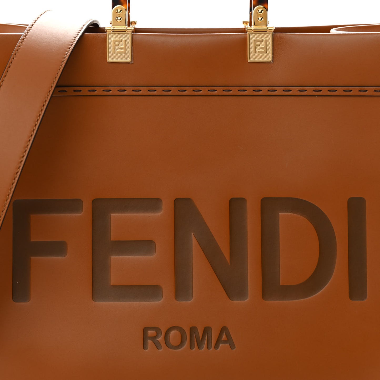 Vitello King Plexiglass Medium Fendi Sunshine Shopper Tote Cuoio