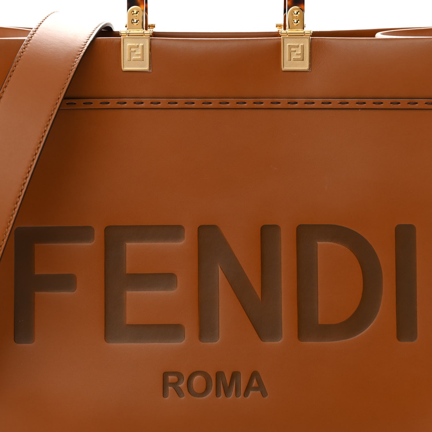 Fendi Vitello King Plexiglass Medium Fendi Sunshine Shopper Tote Cuoio 8 of 14